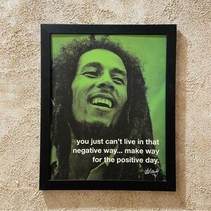 Bob Marley Positive Day Framed Wooden Photo Black